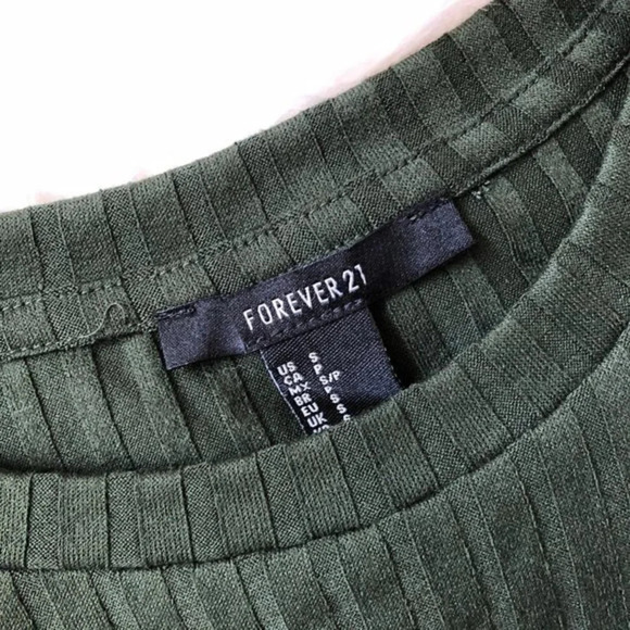 Forever 21 Green Ribbed T-Shirt Dress S - Picture 3 of 4